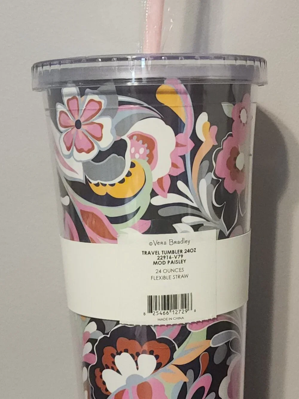 Vera Bradley 24oz Travel Tumbler Mod Paisley Design
